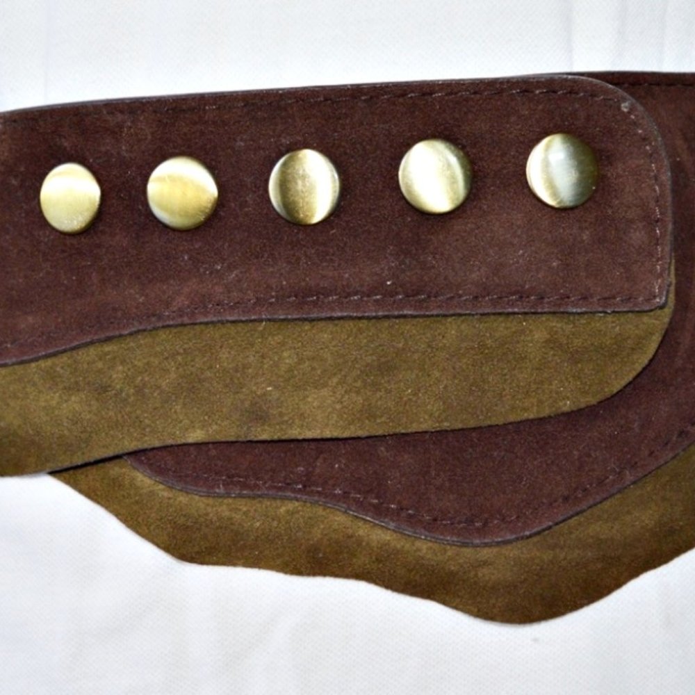 Belt Suede Wrap Around 5 Buttons Brown & Green